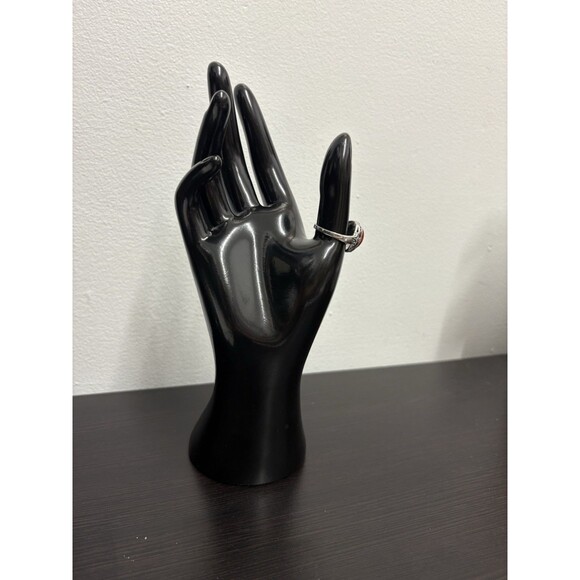 Faux Red Carnelian Stone On Silvertone Band Ring Costume Ring Size 9.75 - Picture 4 of 16